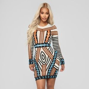 Take A Chance Bandage Dress - Nude